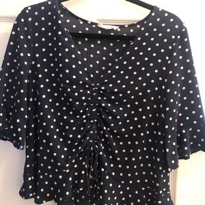 ELODIE navy blue polka dot top!